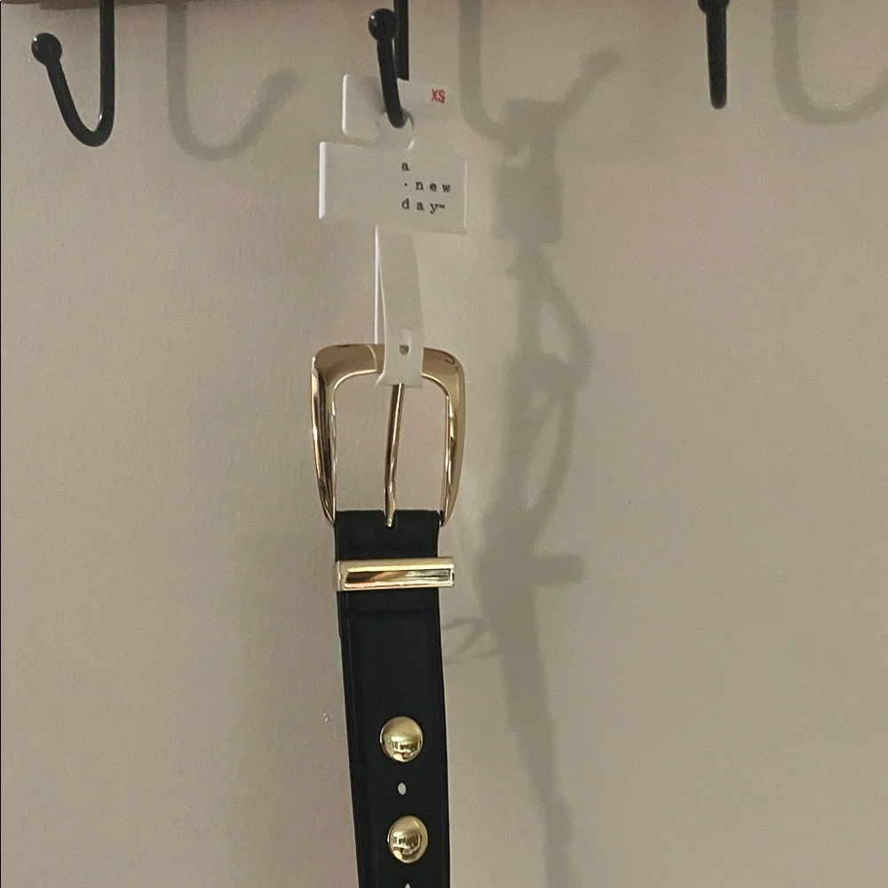 A New Day Black Gold Studded Western Belt NWT XS